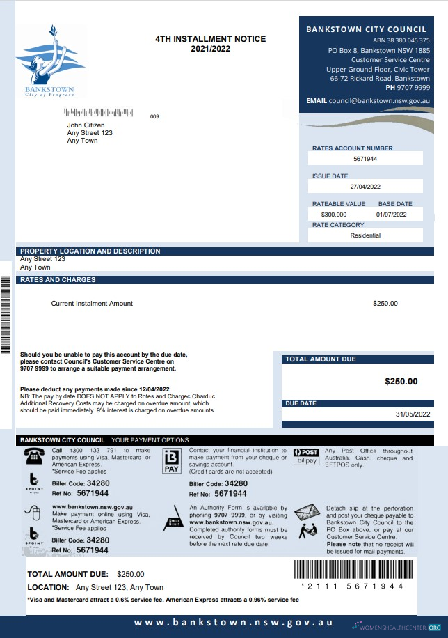 download download Australia NSW Bankstown City Council utility bill